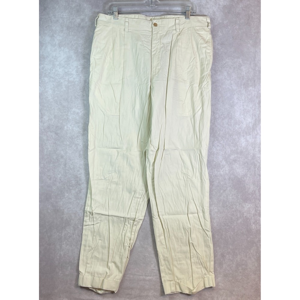 VTG Bills Khakis Pants Mens 36x31 White Double Pleated Chinos Straight USA Made